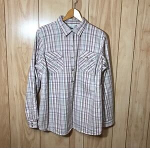 Liz Claiborne Plaid Collared Long Sleeves Top 1X
